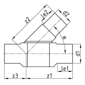 Technische Zeichnung Abzweig 45°